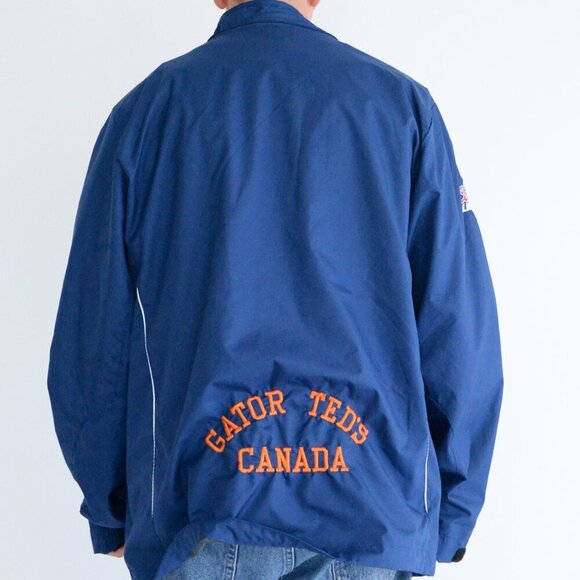 Outer Boundary Blue Embroidered Gator Teds Zip Up Nylon Hidden Hood Lined Jacket - Picture 2 of 10